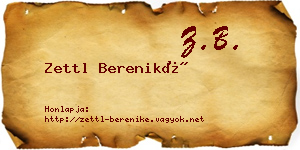 Zettl Bereniké névjegykártya